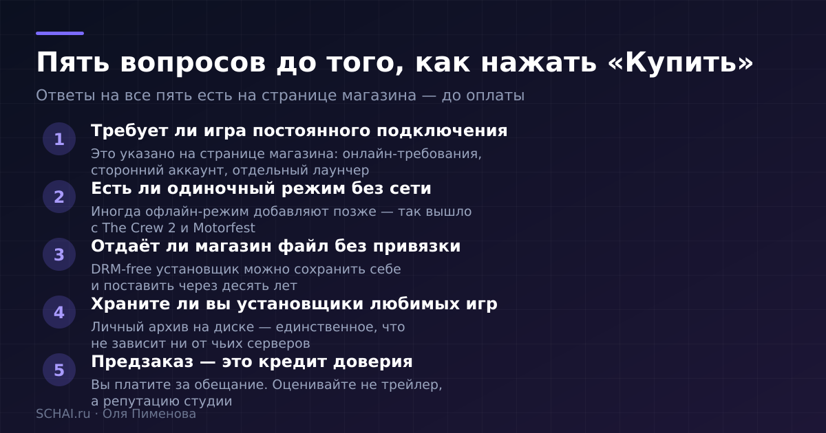 Пять вопросов, которые стоит задать до покупки игры