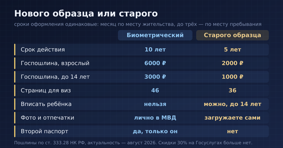 Таблица: сравнение загранпаспорта нового и старого образца — срок действия, госпошлина, страницы, дети, фотографирование