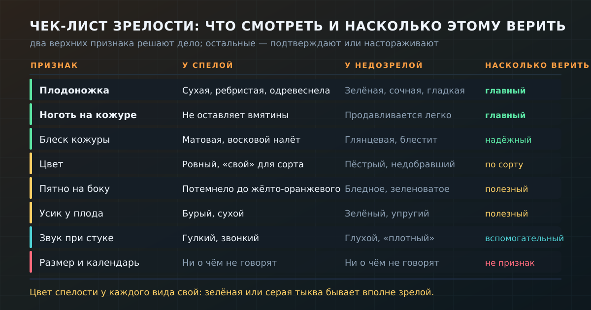 Признаки зрелости тыквы: что смотреть и насколько этому можно верить