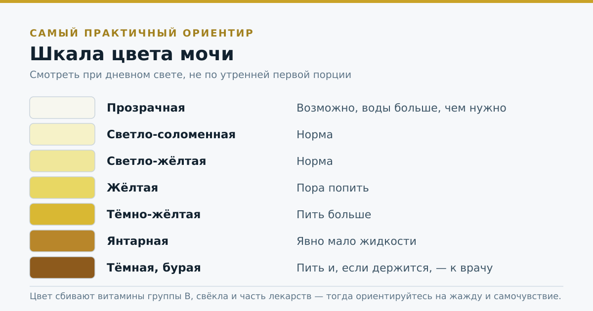 Шкала цвета мочи как практический ориентир гидратации
