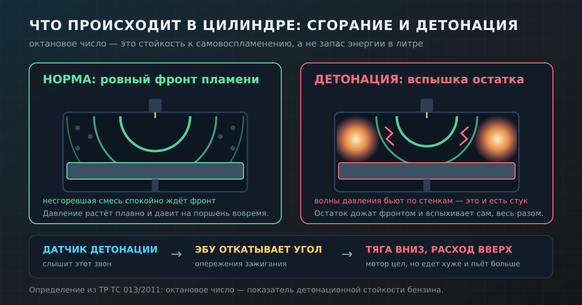 Нормальное сгорание против детонации: что происходит в камере и почему электроника душит мотор