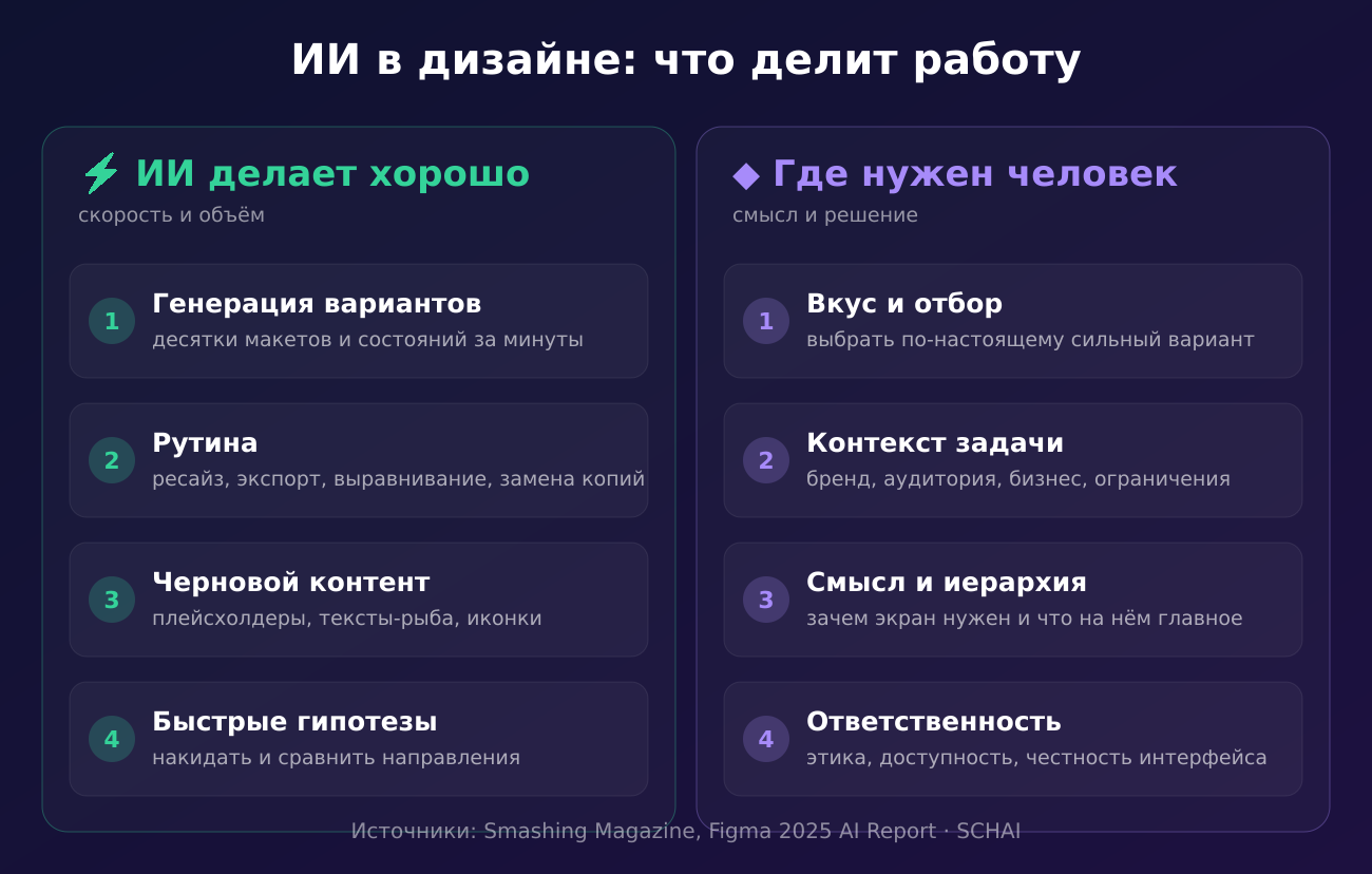 Что ИИ в дизайне делает хорошо и где по-прежнему нужен человек