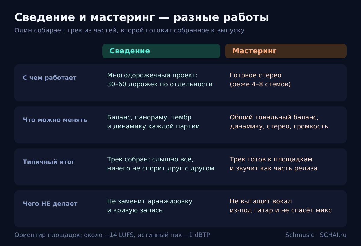 Сведение и мастеринг: с чем работает каждый этап и чего от него не стоит ждать