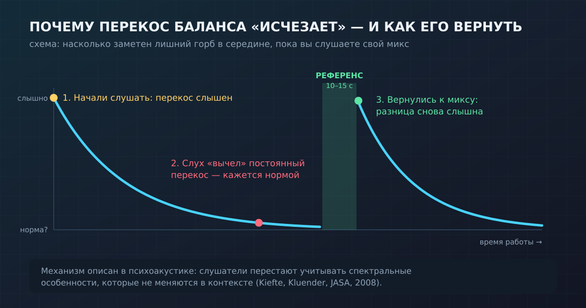 Как слух подстраивается под перекос баланса и почему короткое переключение на референс его снова показывает