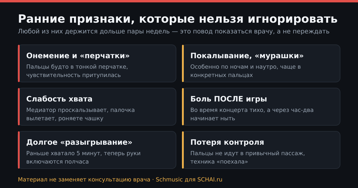 Шесть ранних сигналов, о которых музыканты чаще всего рассказывают задним числом
