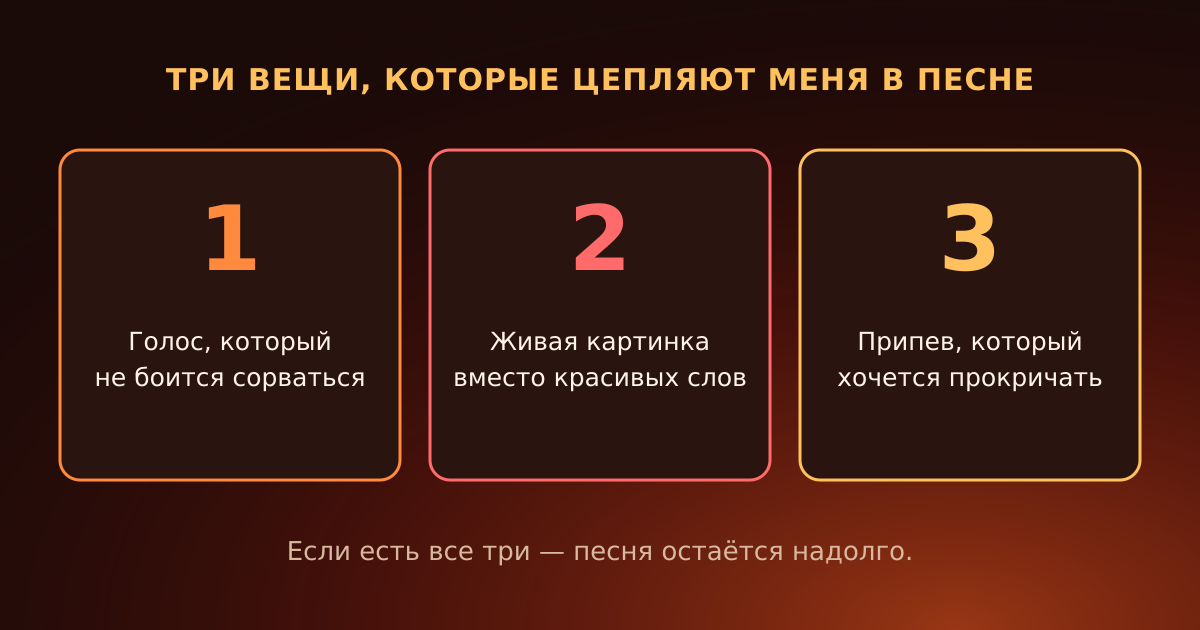 Три вещи, которые цепляют меня в песне.