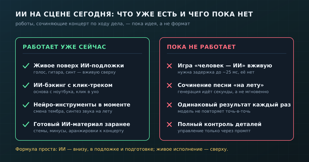 ИИ на сцене сегодня: что уже работает и чего пока нет