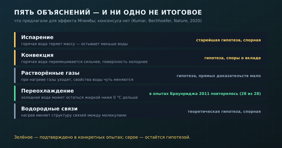 Пять объяснений эффекта Мпембы: у каждого свой статус, итогового нет