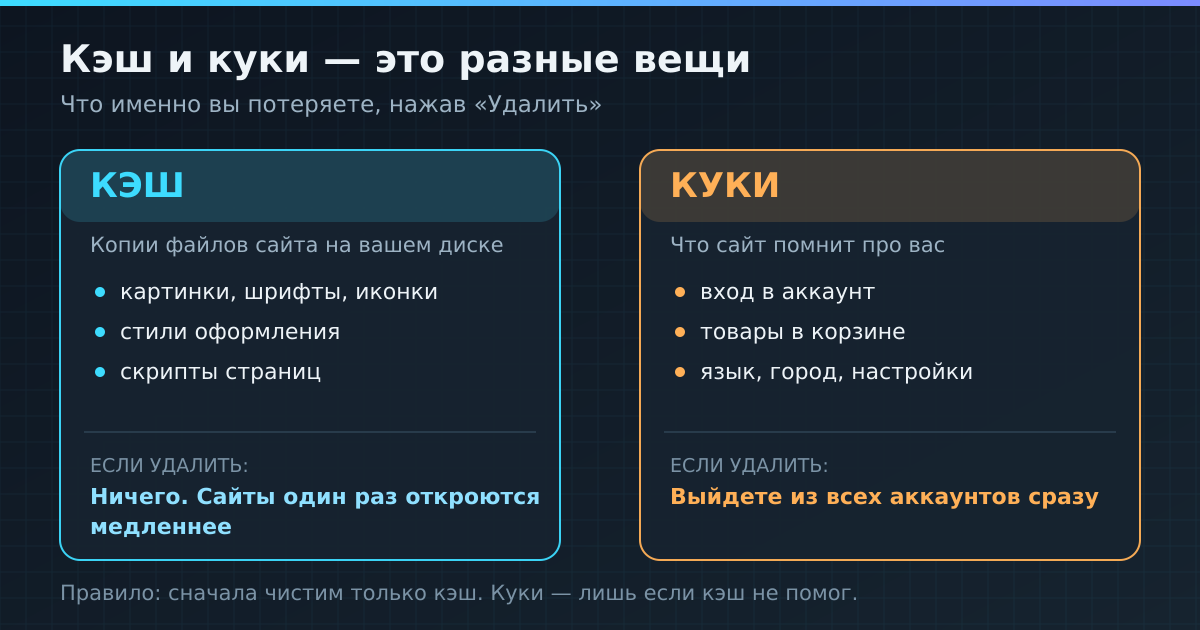 Инфографика: кэш против куки — что вы потеряете при очистке каждого