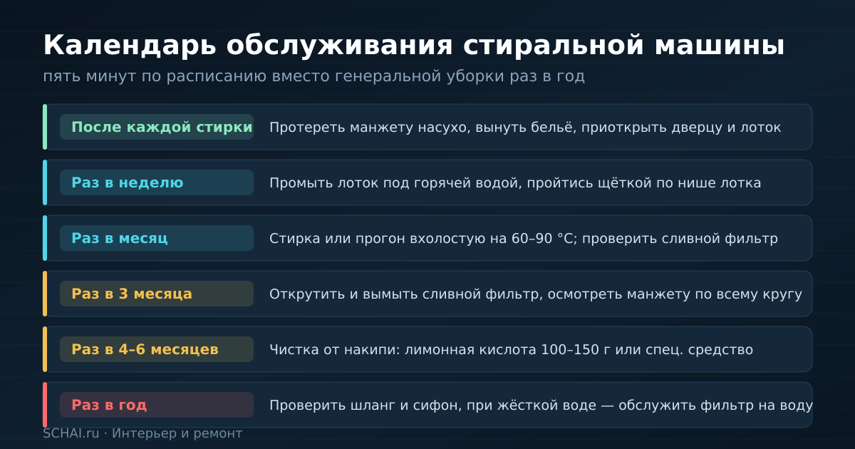 Календарь обслуживания стиральной машины: что и как часто делать