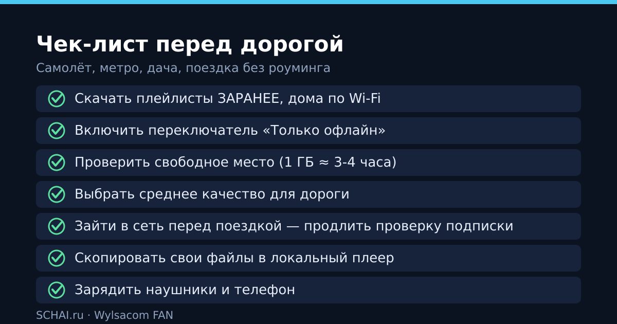 Чек-лист: что сделать перед дорогой, чтобы музыка играла без интернета
