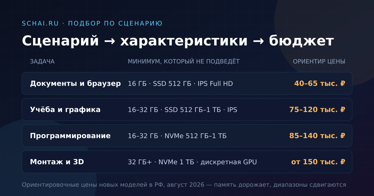 Сценарий → характеристики → бюджет: ориентиры на август 2026 года