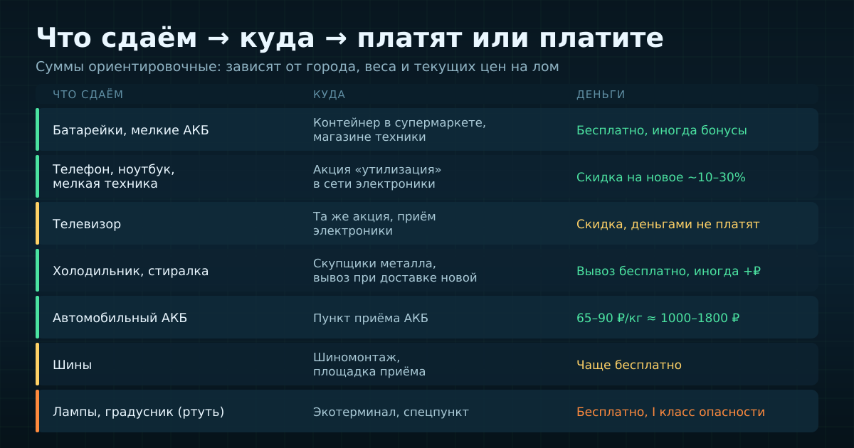 Что сдаём, куда и кто кому платит: сводная таблица