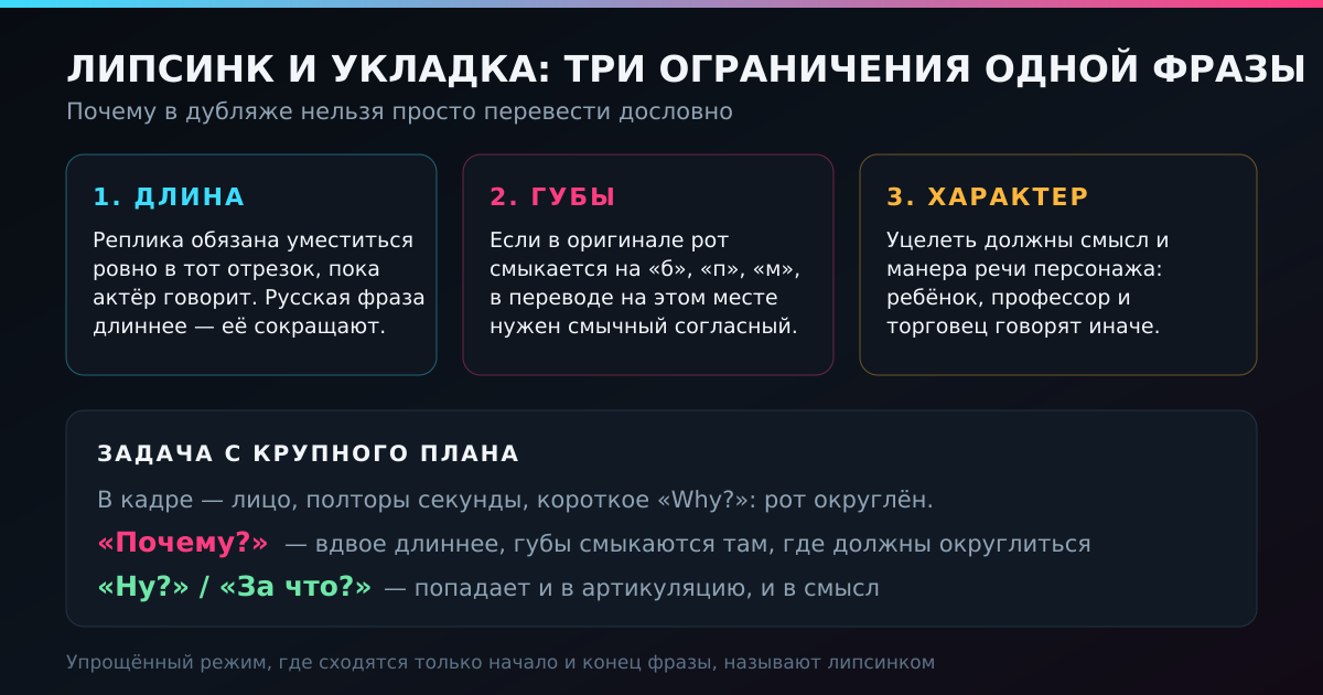 Липсинк и укладка: три ограничения одной фразы
