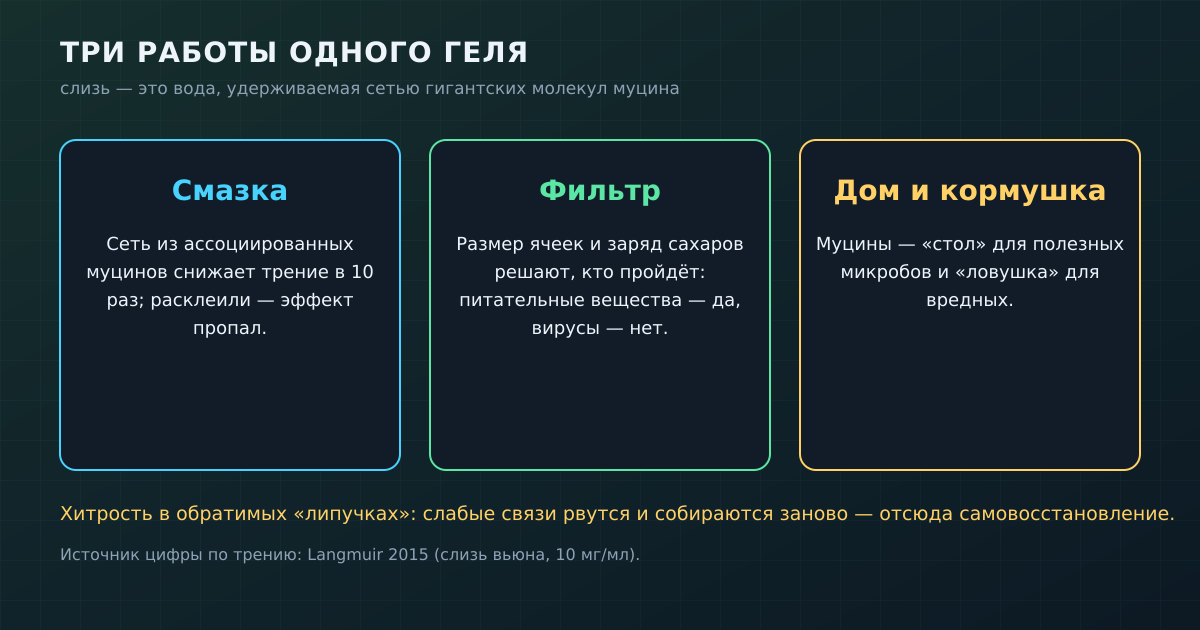 Три работы одного геля: смазка, фильтр, дом и кормушка для микробов