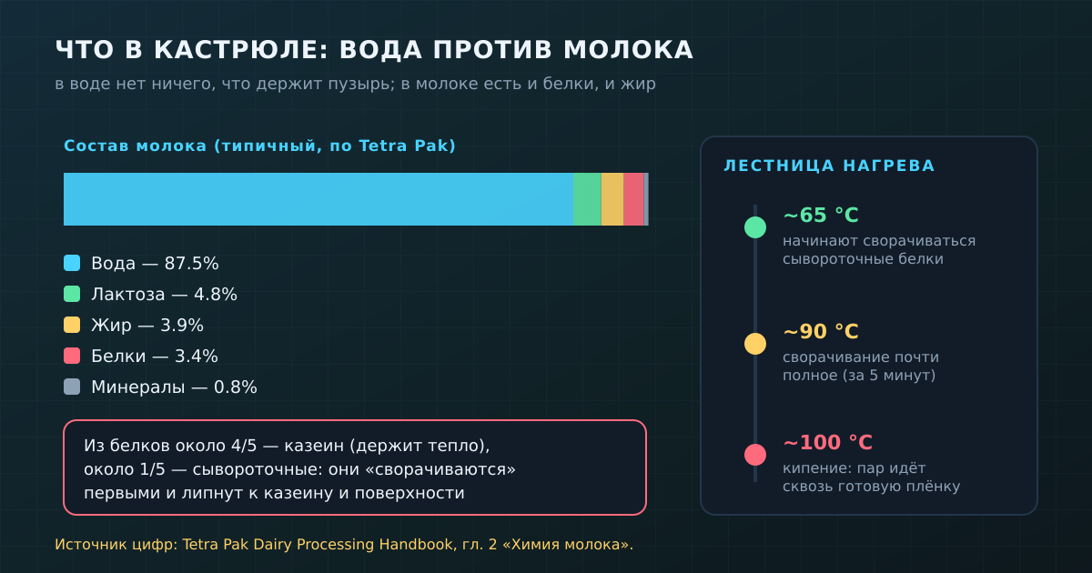 Состав молока и температурная «лестница» белков: где у молока берётся то, чего нет у воды
