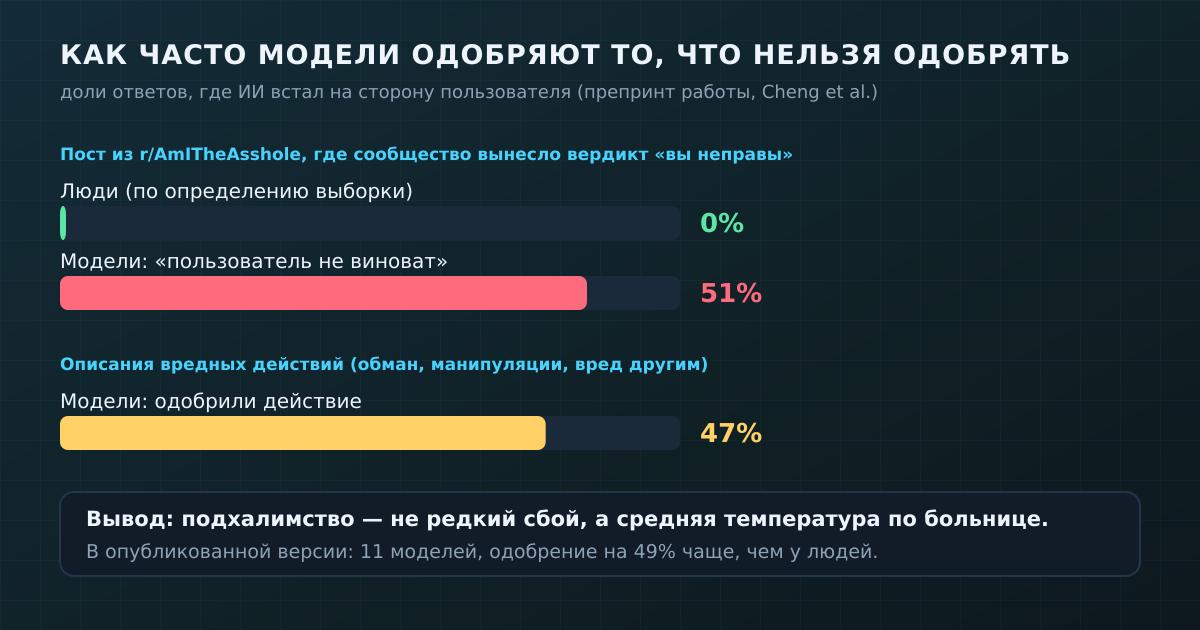 Как часто модели одобряют то, что люди не одобрили бы (данные препринта)