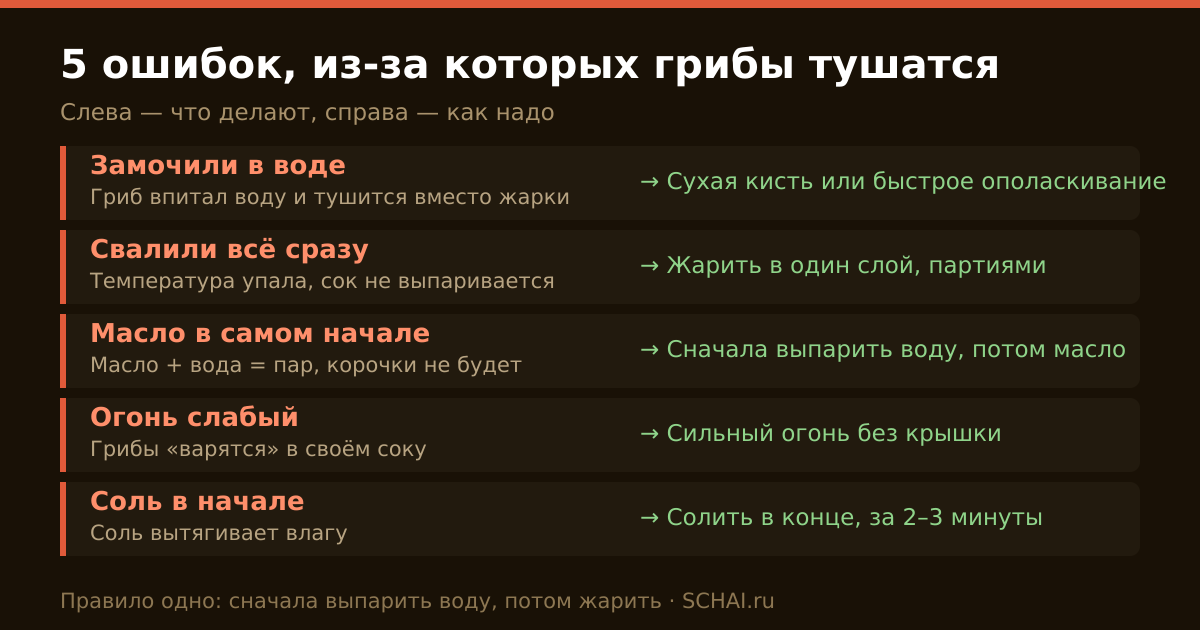 Пять ошибок, из-за которых лисички тушатся вместо жарки