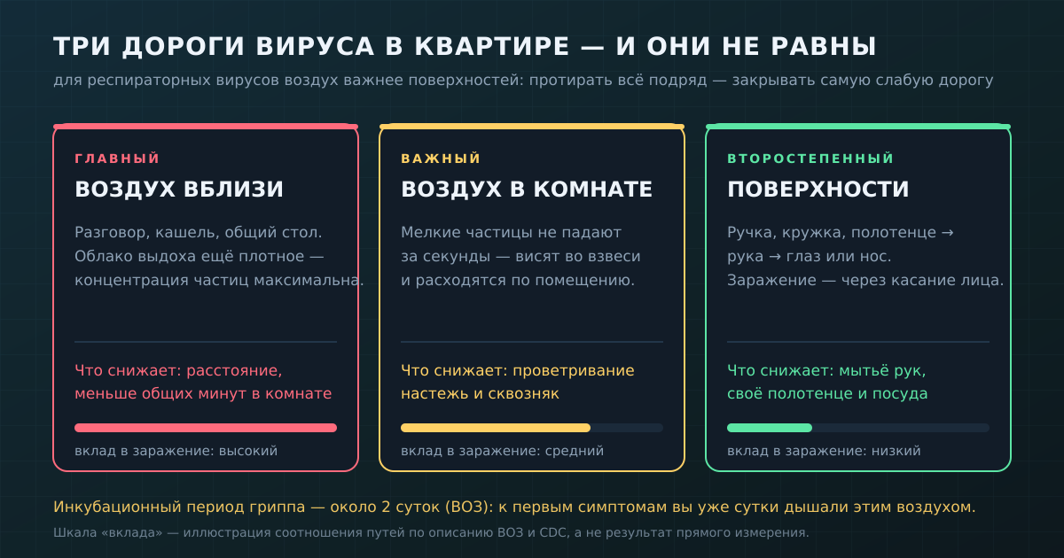 Три пути передачи респираторного вируса в квартире и что на каждый из них реально влияет